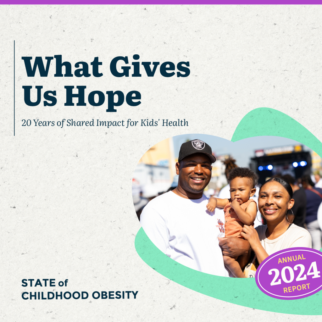 Front cover of the report, which is titled "What Gives Us Hope: 20 Years of Shared Impact for Kids' Health"